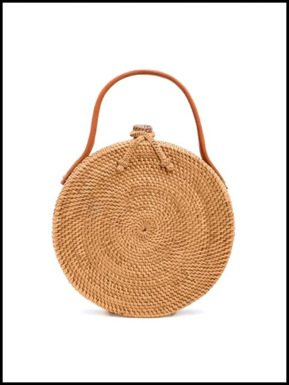Handmade Round Rattan Bag - Woven Straw Crossbody Purse